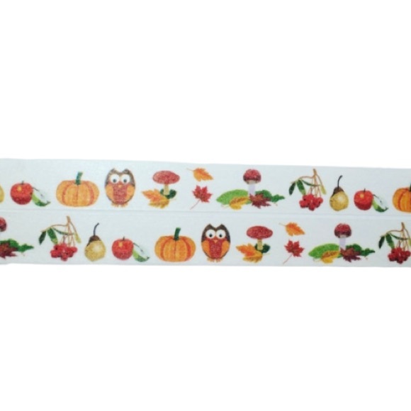 Harvest Festival, Owls, Pumpkins, Apples and More, Washi Tape, 1 Full Roll - Picture 3 of 3